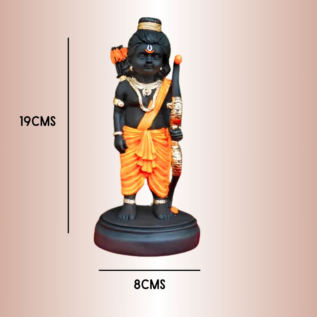 AURAPPY Ram Lalla Ayodhya Resin Idol Statue Showpiece Murti for Home Decor, House Mandir Temple & Gift Gifting Items | 19cms Height