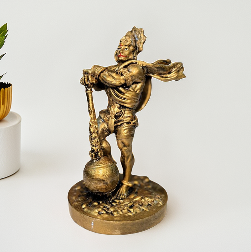 Gold-Toned Hanuman Resin Showpiece