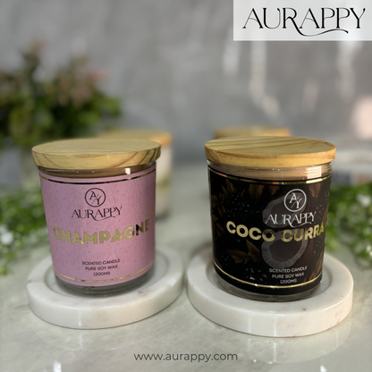 Champagne & Coco Currant pure Soy Wax Scented  Candles jar Set Of 2