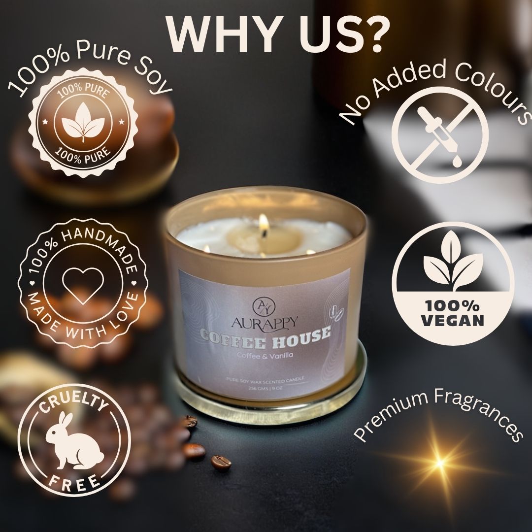 Aurappy 100% Organic Soy Wax Scented Candle jar (Gift Set Of 2)