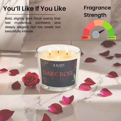 Aurappy Dark Rose scented candle lifestyle – soy wax moody rose fragrance home India