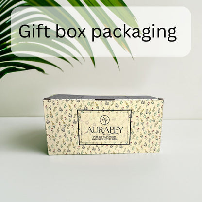 Gift box packaging with 'Aurappy' branding on a light background