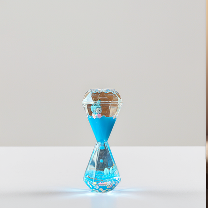 Aurappy Mesmerizing Hourglass Two Minutes Timer blue color featuring soothing droplet movement, perfect for stylish home décor and elegant desk accents  