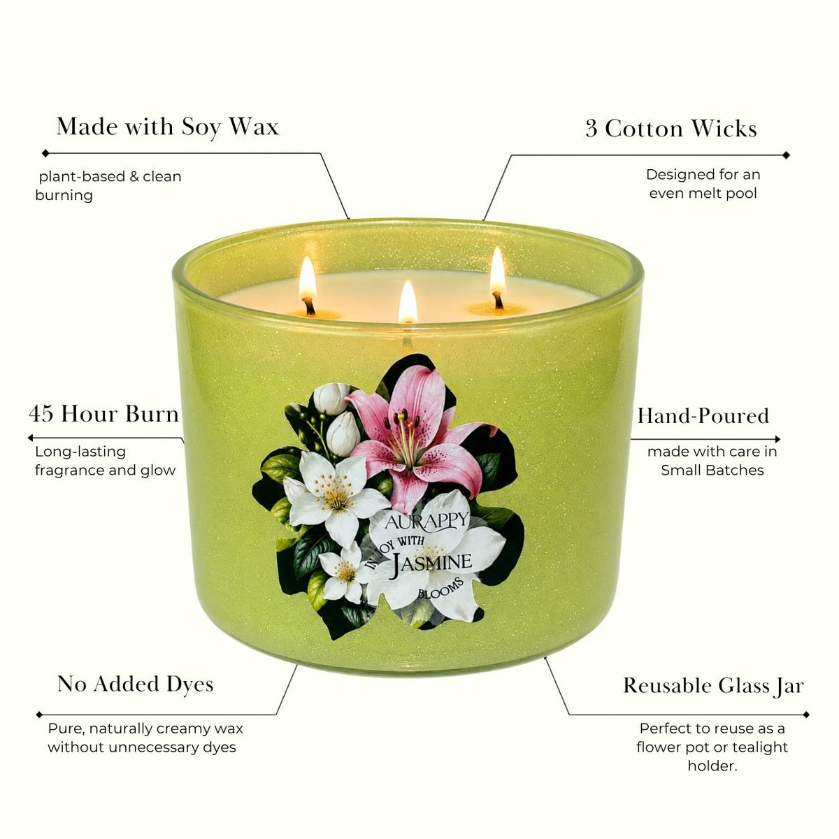 Jasmine Blooms 3-Wick Sparkle Jar Scented Candle