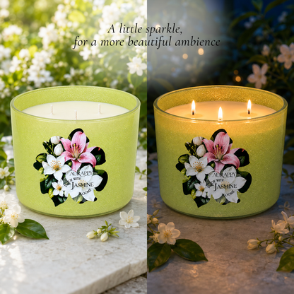 Jasmine Blooms 3-Wick Sparkle Jar Scented Candle