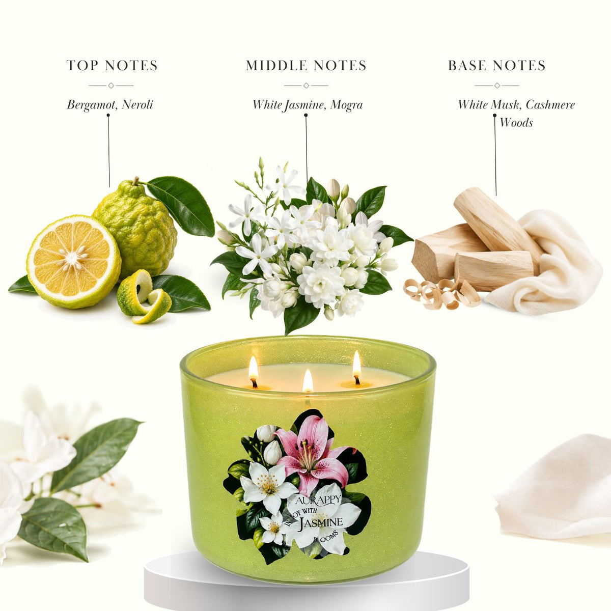 Jasmine Blooms 3-Wick Sparkle Jar Scented Candle