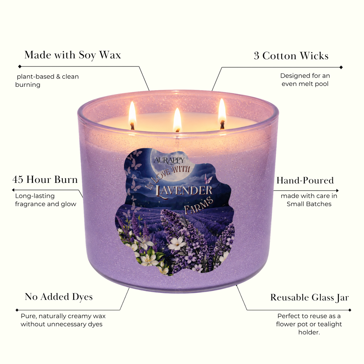 Lavender Farms 3-Wick Sparkle Jar Scented Candle