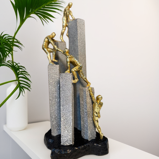 motivational office desk decor, teamwork sculpture resin, together we rise figurine, leadership gift idea under ₹4000, modern office showpiece, resin corporate gift, climbing man sculpture India, abstract human figure decor, employee appreciation gift, success and growth sculpture