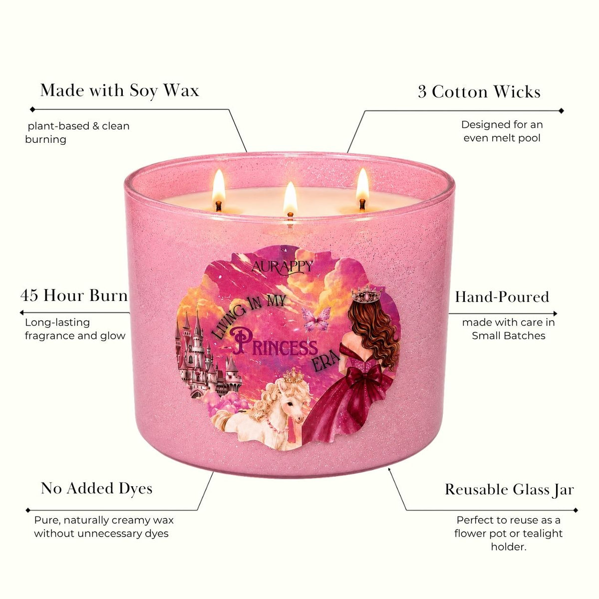 Princess Era 3-Wick Sparkle Jar Scented Candle