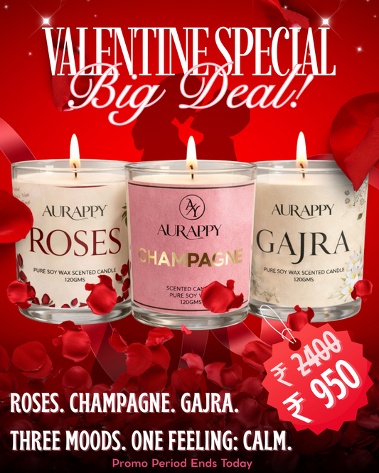 Valentine Candle Gift Set – Single Wick Scented Candles Bundle | Aurappy