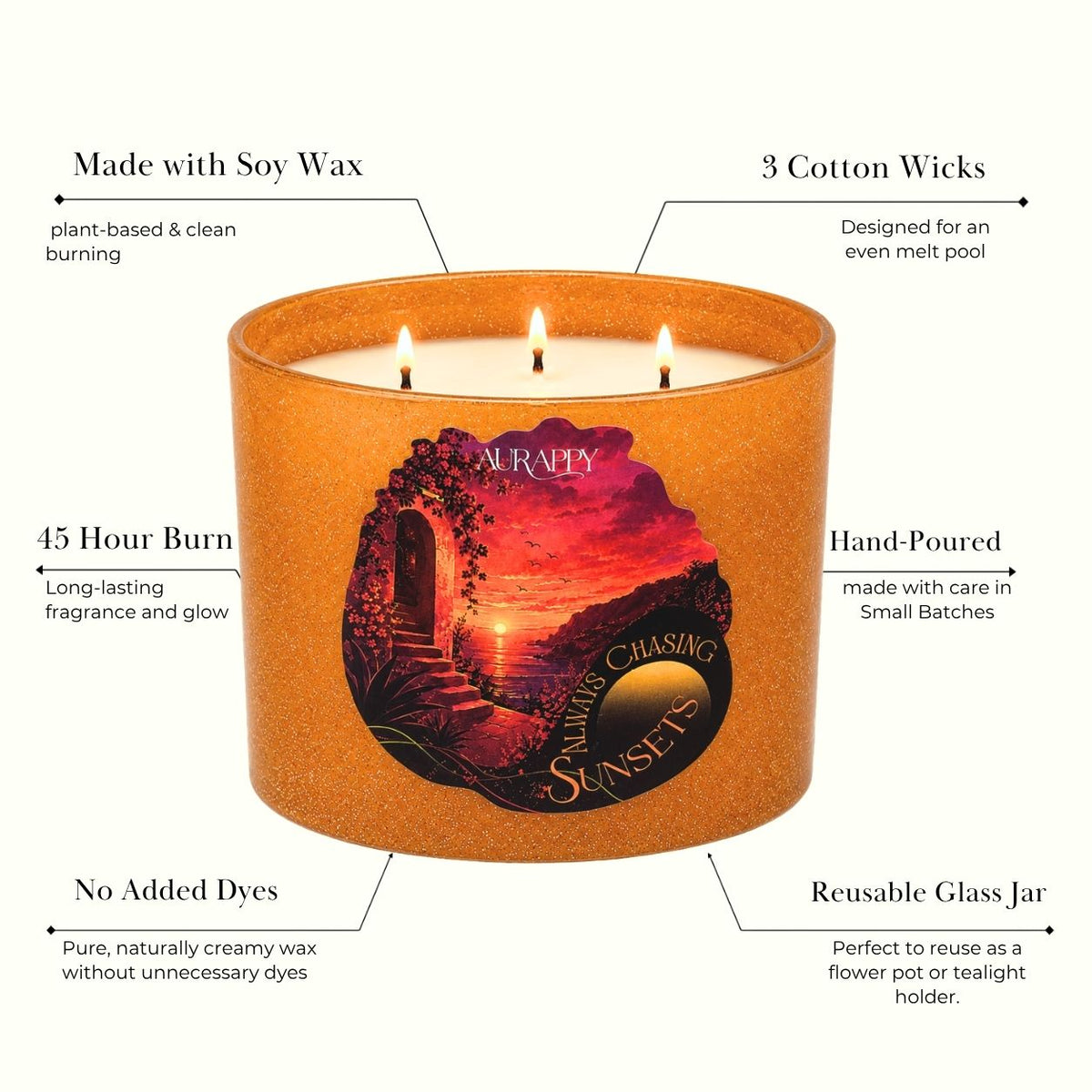 Chasing Sunsets-Wick Sparkle Jar Scented Candle