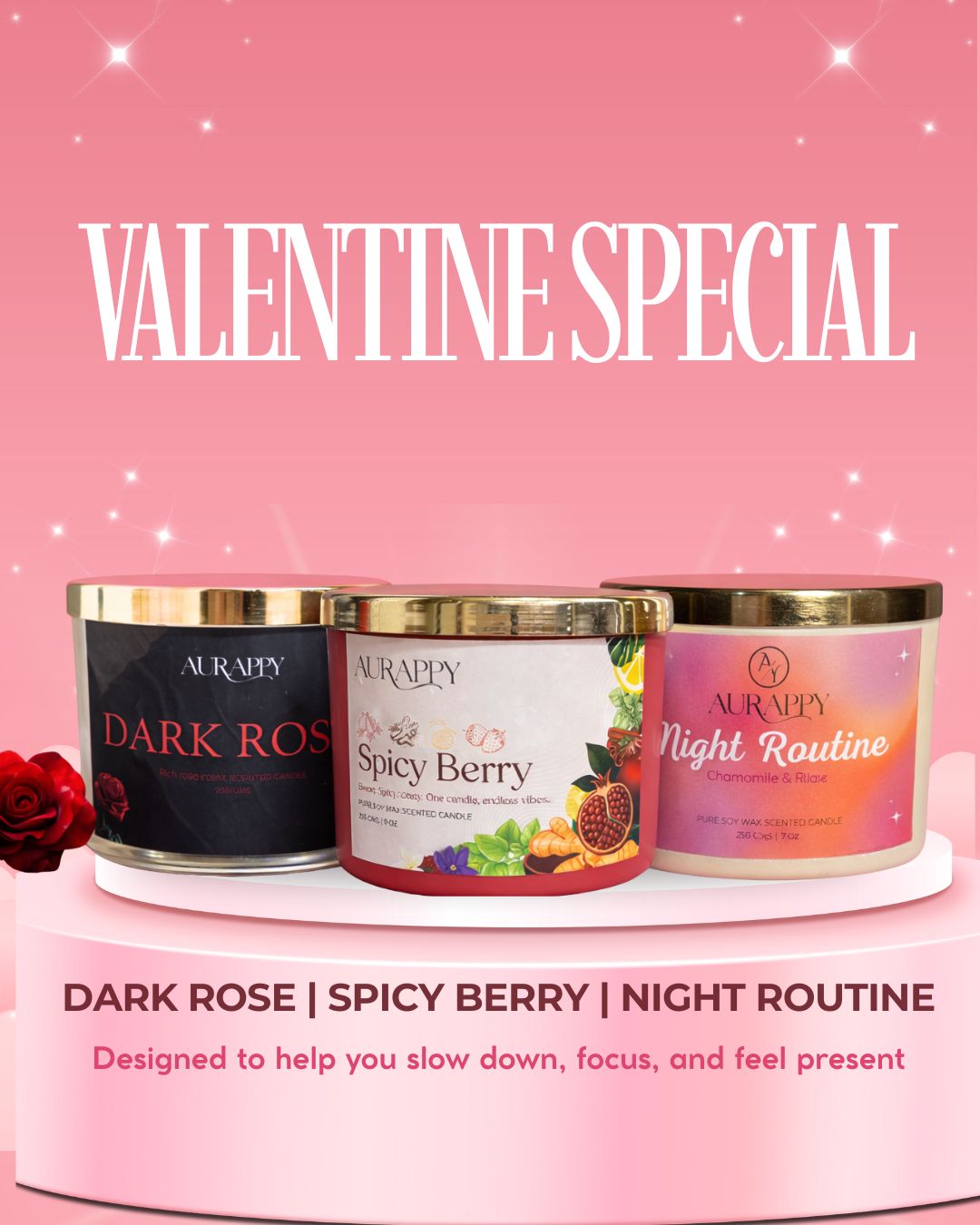 Candle Gift Set – 3 Wick Scented Candles Bundle | Aurappy