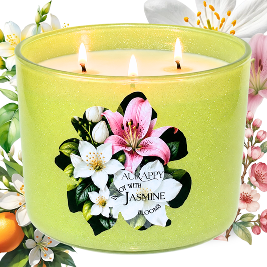 Jasmine Blooms 3-Wick Sparkle Jar Scented Candle