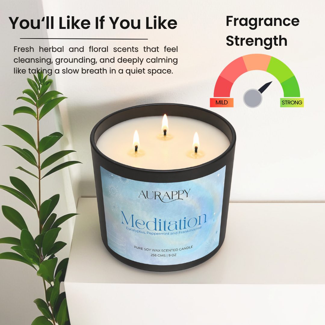 Aurappy Meditation candle ideal for – yoga meditation mindfulness relaxation India
