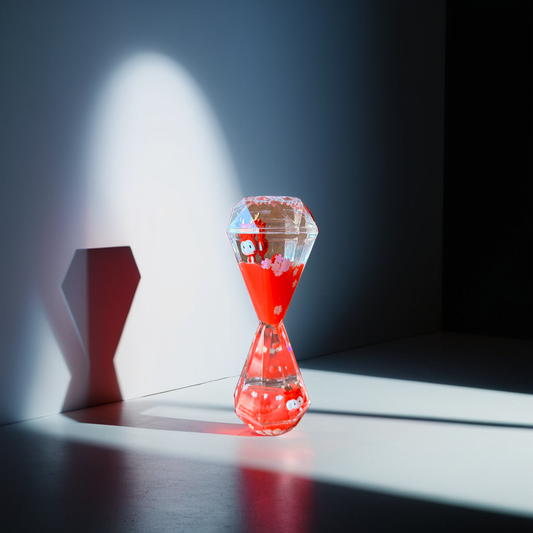 Mesmerizing Hourglass Two Minutes Timer red color featuring soothing droplet movement, perfect for stylish home décor and elegant desk accents  
